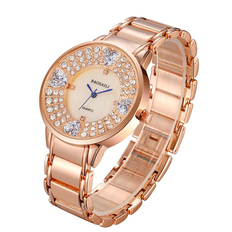 Baosaili Bsl1036 Reloj De Pulsera Brillante Para Mujer Reloj De Cuarzo Con Diamantes De Imitación De Corazón