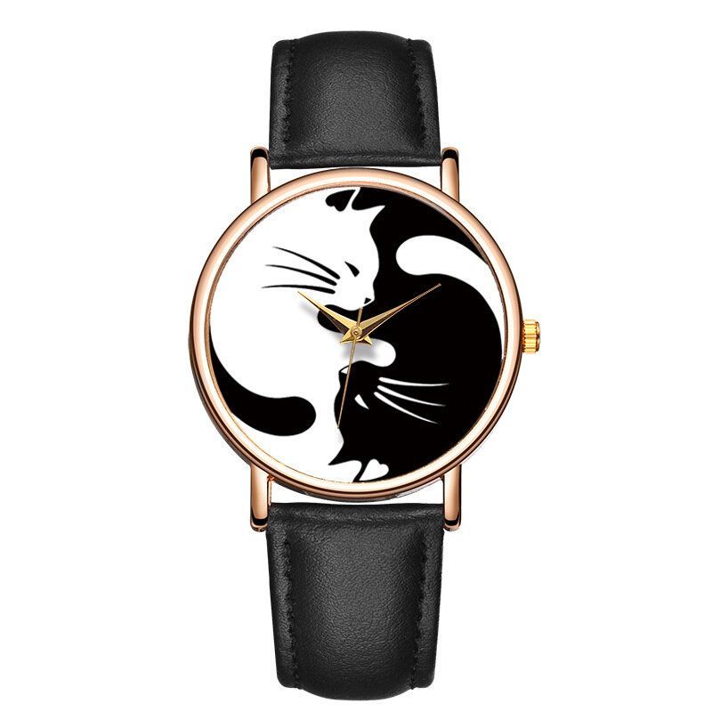 Baosaili Reloj De Pulsera Ultradelgado De Estilo Lindo Para Mujer Reloj De Cuarzo Con Correa De Cuero Con Diseño De Gato