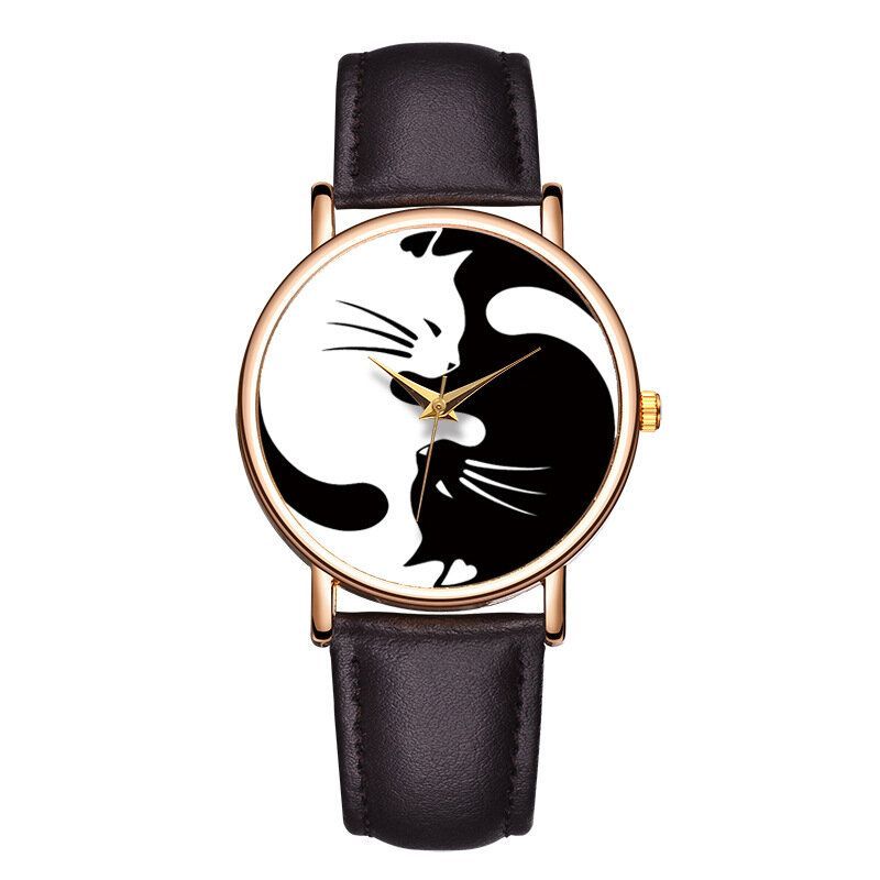 Baosaili Reloj De Pulsera Ultradelgado De Estilo Lindo Para Mujer Reloj De Cuarzo Con Correa De Cuero Con Diseño De Gato