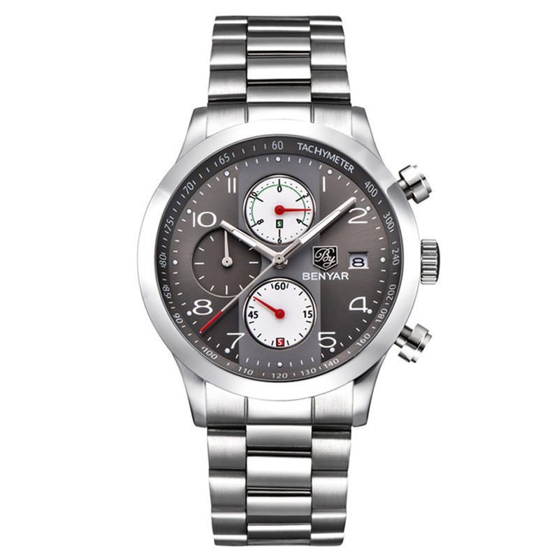 Benyar 5133 Reloj De Moda Para Hombre Cronógrafo Pantalla Luminosa Impermeable Reloj De Cuarzo De Acero Completo