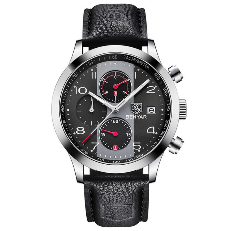 Benyar 5133 Reloj De Moda Para Hombre Cronógrafo Pantalla Luminosa Impermeable Reloj De Cuarzo De Acero Completo