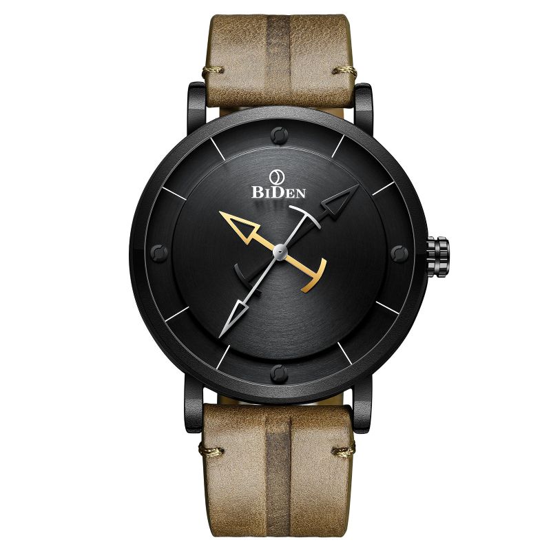 Biden 0161 Reloj De Pulsera De Estilo Casual Para Hombre Con Correa De Cuero Relojes De Cuarzo A Prueba De Agua 3atm