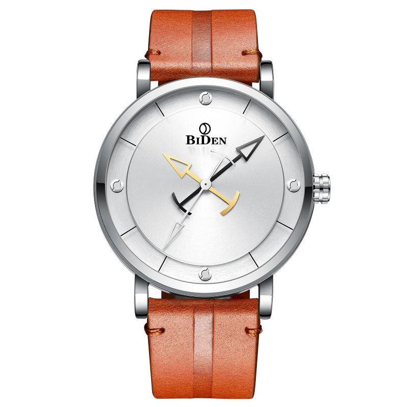 Biden 0161 Reloj De Pulsera De Estilo Casual Para Hombre Con Correa De Cuero Relojes De Cuarzo A Prueba De Agua 3atm