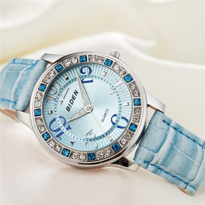 Biden Bd1110 Reloj De Pulsera De Cristal Clásico Para Mujer Con Correa De Cuero Reloj De Cuarzo Informal