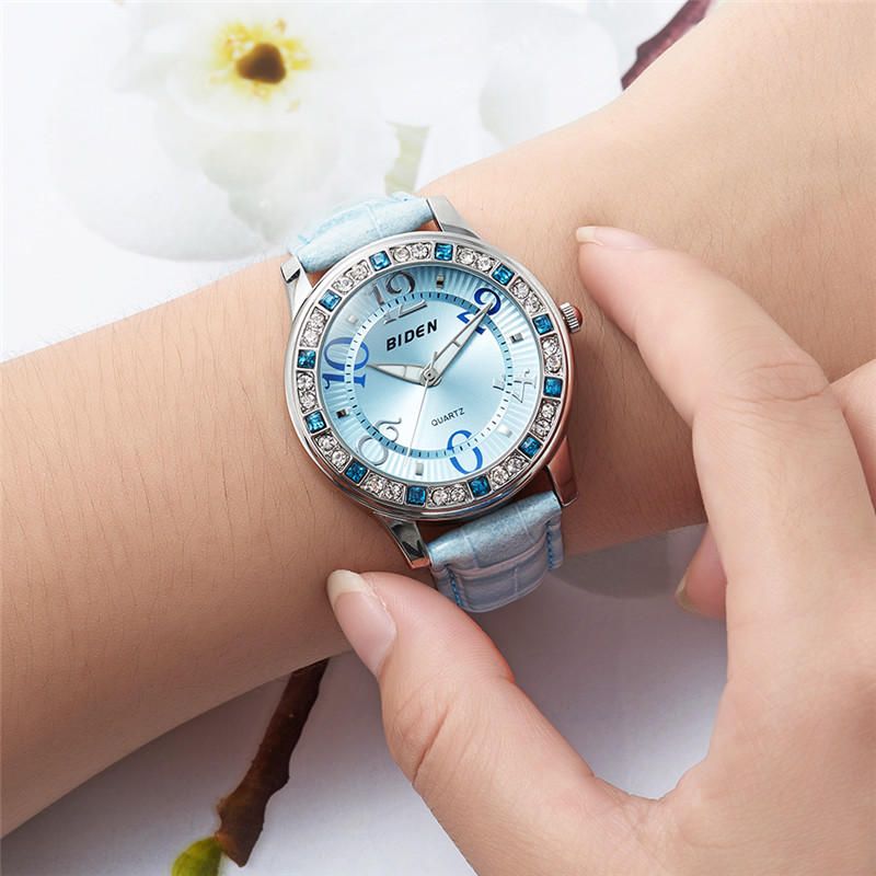 Biden Bd1110 Reloj De Pulsera De Cristal Clásico Para Mujer Con Correa De Cuero Reloj De Cuarzo Informal