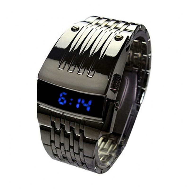 Binary Blue Led Display Men Business Watch Relojes Digitales Electrónicos De Acero Inoxidable