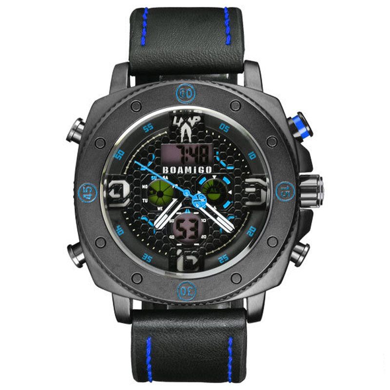 Boamigo F525 Reloj Digital De Moda Para Hombre Dial Creativo Pantalla De Semana Luminosa Cronógrafo Led Reloj De Doble Pantalla