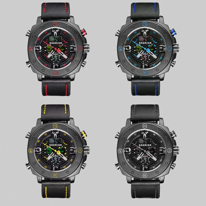 Boamigo F525 Reloj Digital De Moda Para Hombre Dial Creativo Pantalla De Semana Luminosa Cronógrafo Led Reloj De Doble Pantalla