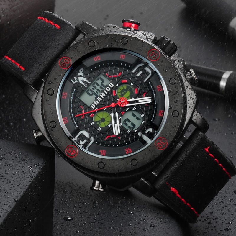 Boamigo F525 Reloj Digital De Moda Para Hombre Dial Creativo Pantalla De Semana Luminosa Cronógrafo Led Reloj De Doble Pantalla