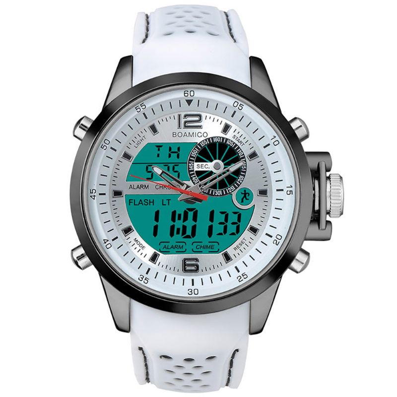 Boamigo F533 Hombres Moda Estilo Deportivo Correa De Metal Completa Pantalla Luminosa Reloj Digital De Doble Pantalla Impermeable