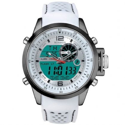 Boamigo F533 Hombres Moda Estilo Deportivo Correa De Metal Completa Pantalla Luminosa Reloj Digital De Doble Pantalla Impermeable