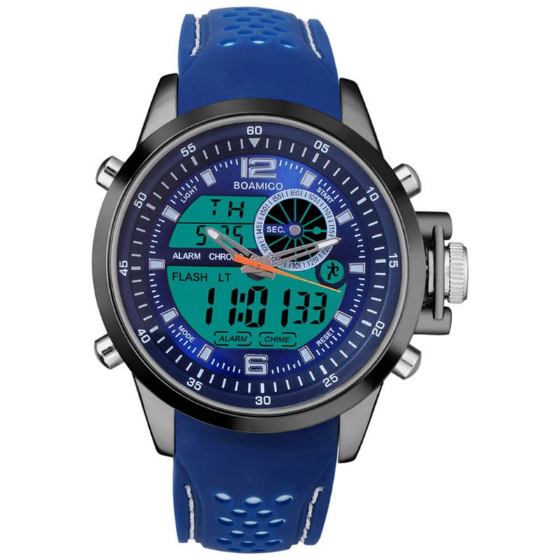 Boamigo F533 Hombres Moda Estilo Deportivo Correa De Metal Completa Pantalla Luminosa Reloj Digital De Doble Pantalla Impermeable