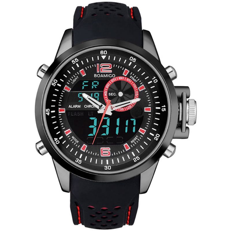 Boamigo F533 Hombres Moda Estilo Deportivo Correa De Metal Completa Pantalla Luminosa Reloj Digital De Doble Pantalla Impermeable