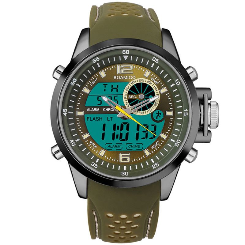 Boamigo F533 Hombres Moda Estilo Deportivo Correa De Metal Completa Pantalla Luminosa Reloj Digital De Doble Pantalla Impermeable