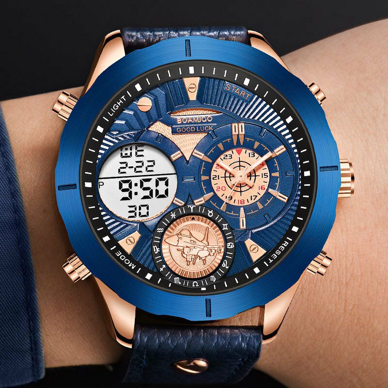 Boamigo F940 Reloj Digital Analógico Con Zonas Horarias Dobles Reloj De Pulsera Con Luz Led Para Hombre