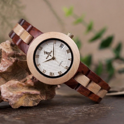 Bobo Bird M19 Número Romano Visualización De Fecha Reloj De Pulsera Para Mujer Reloj De Cuarzo De Madera