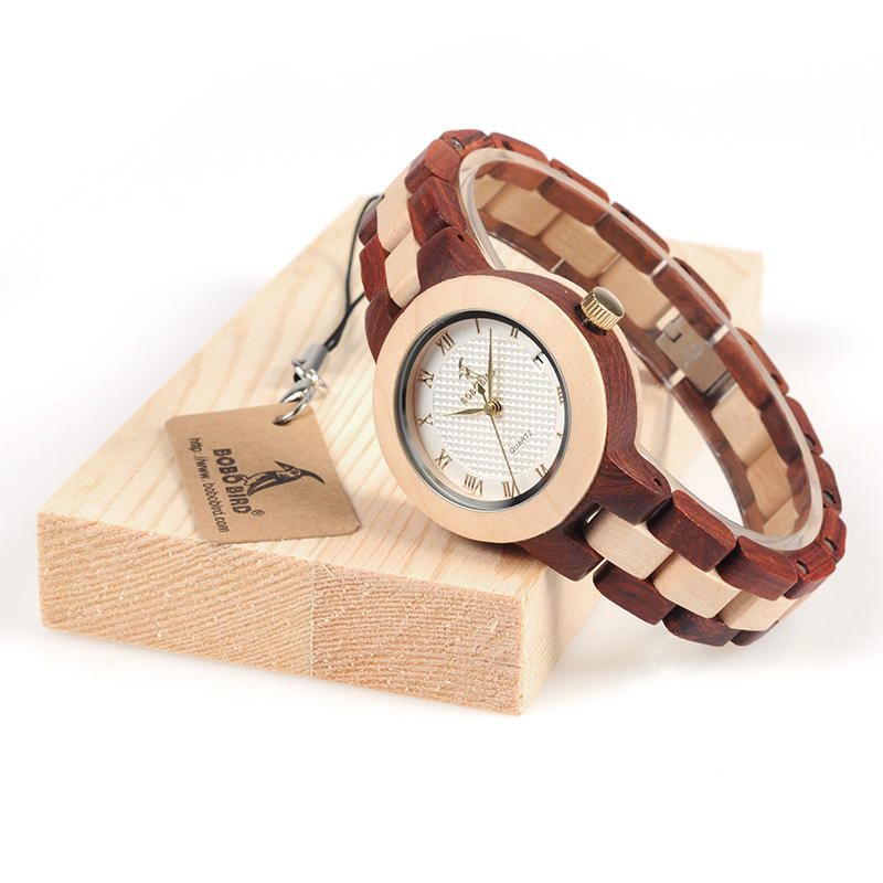 Bobo Bird M19 Número Romano Visualización De Fecha Reloj De Pulsera Para Mujer Reloj De Cuarzo De Madera