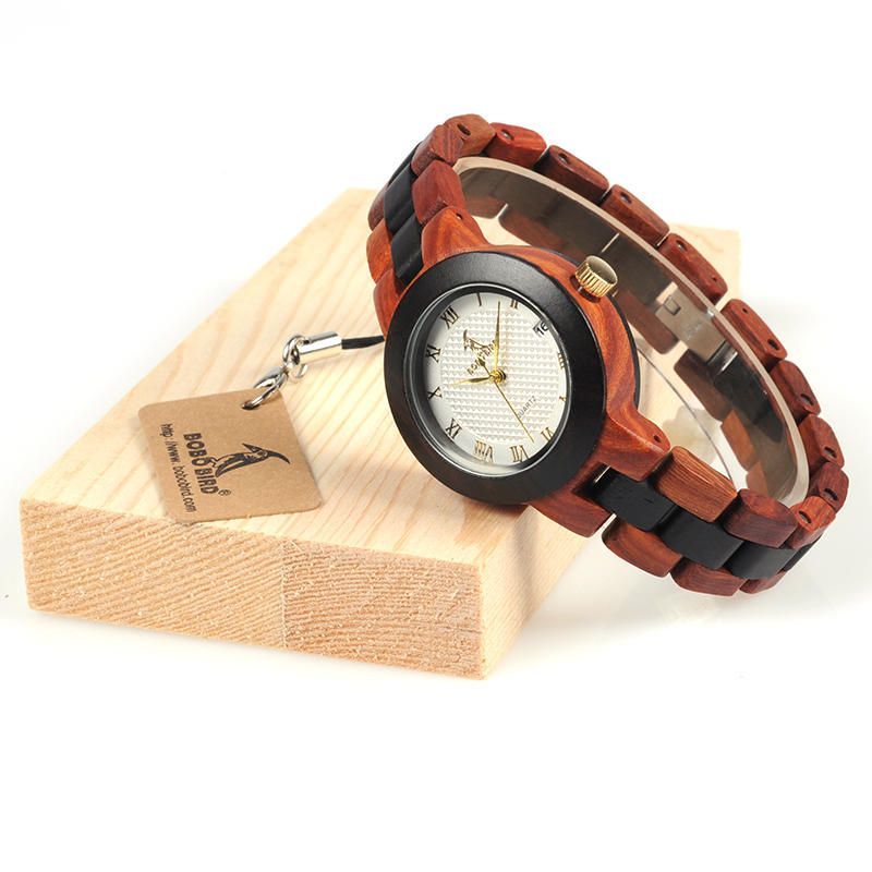 Bobo Bird M19 Número Romano Visualización De Fecha Reloj De Pulsera Para Mujer Reloj De Cuarzo De Madera