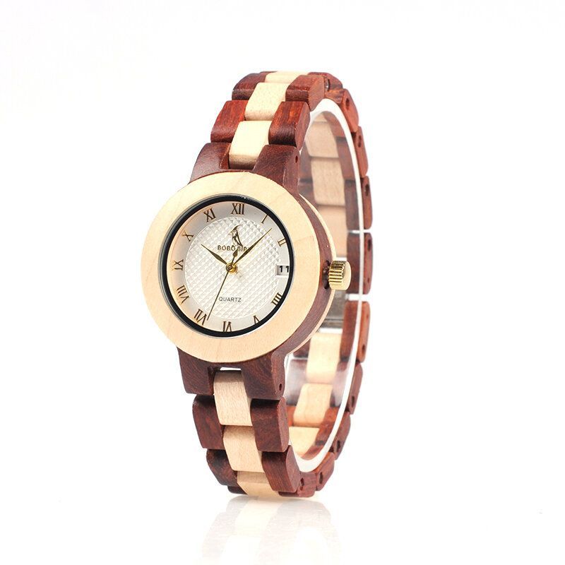 Bobo Bird M19 Número Romano Visualización De Fecha Reloj De Pulsera Para Mujer Reloj De Cuarzo De Madera