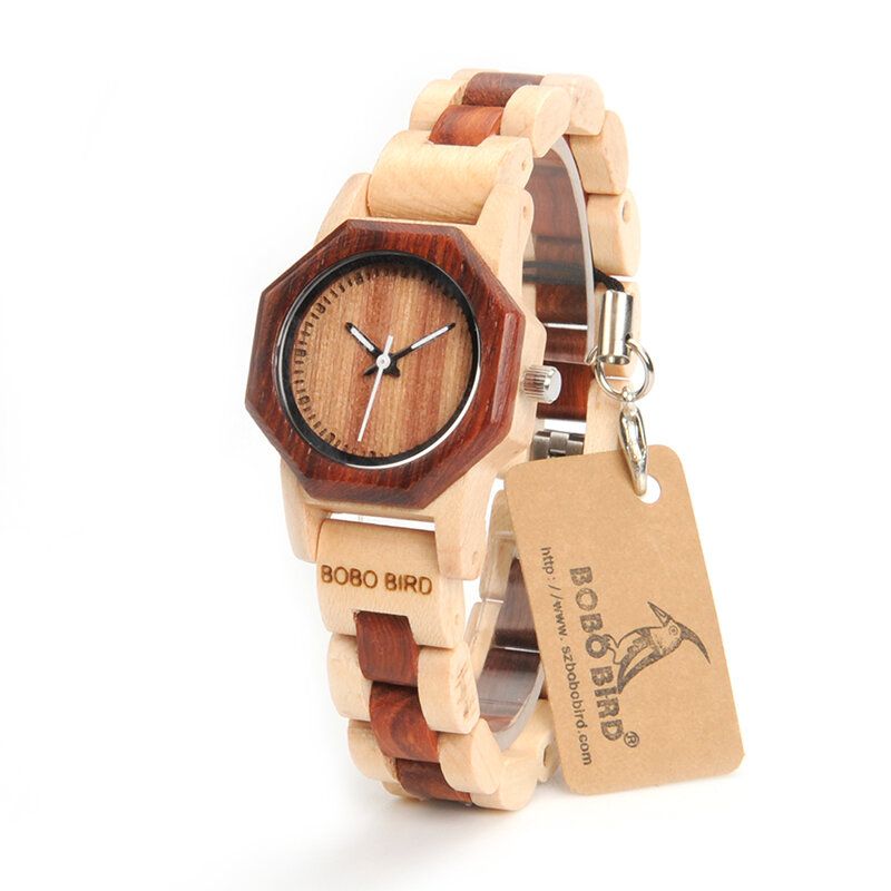 Bobo Bird M25 Reloj De Pulsera De Madera De Moda Ligero Reloj De Cuarzo Con Esfera Pequeña