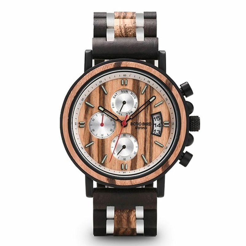 Bobo Bird Ns18-3 Calendario Reloj De Pulsera Para Hombre Cronógrafo Reloj De Cuarzo Creativo De Madera