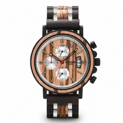 Bobo Bird Ns18-3 Calendario Reloj De Pulsera Para Hombre Cronógrafo Reloj De Cuarzo Creativo De Madera