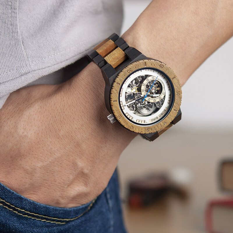 Bobo Bird R05 Relojes De Pulsera De Mano Luminosos De Madera Para Hombre Reloj Mecánico