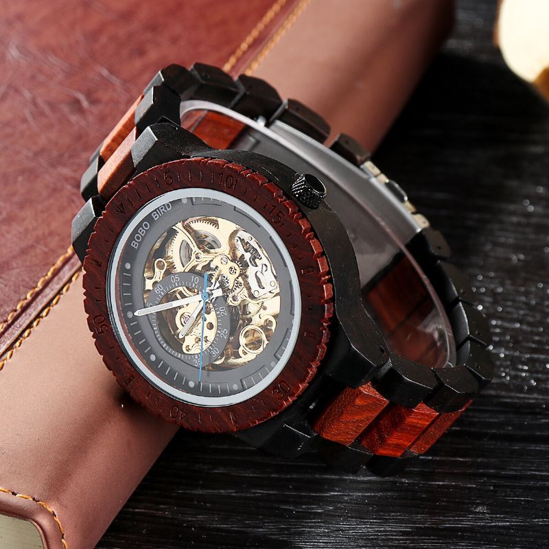 Bobo Bird R05 Relojes De Pulsera De Mano Luminosos De Madera Para Hombre Reloj Mecánico