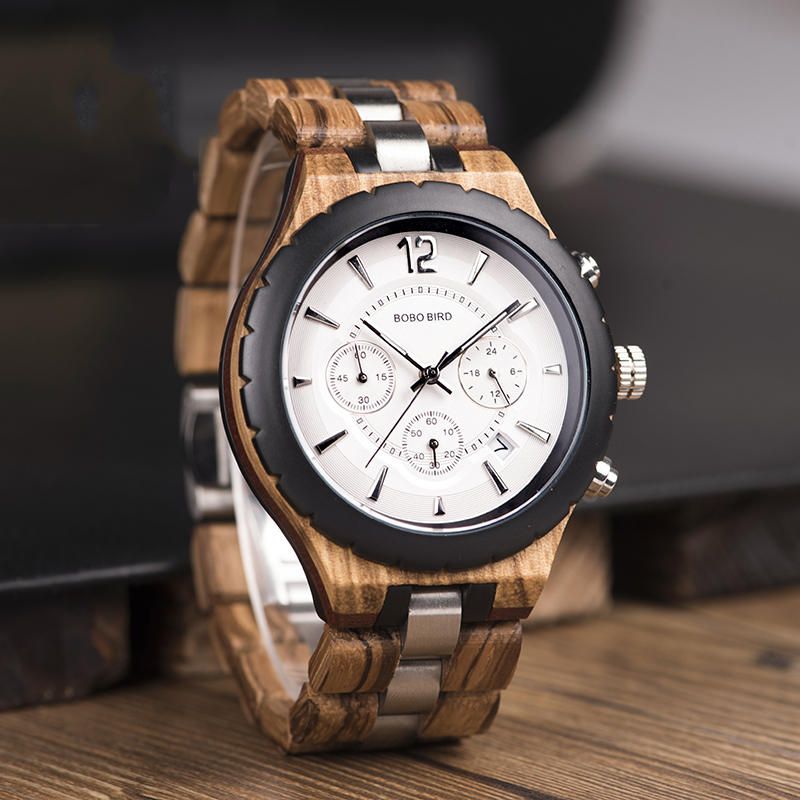 Bobo Bird R22 Reloj De Pulsera Cronógrafo Ultrafino Para Hombre Reloj De Cuarzo Creativo De Madera