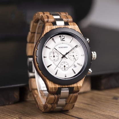 Bobo Bird R22 Reloj De Pulsera Cronógrafo Ultrafino Para Hombre Reloj De Cuarzo Creativo De Madera