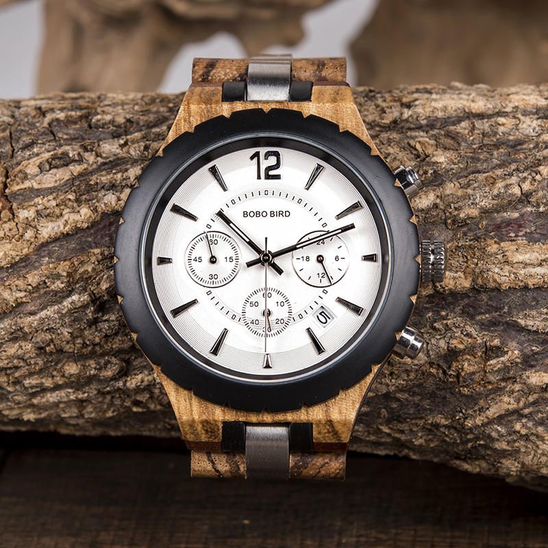 Bobo Bird R22 Reloj De Pulsera Cronógrafo Ultrafino Para Hombre Reloj De Cuarzo Creativo De Madera