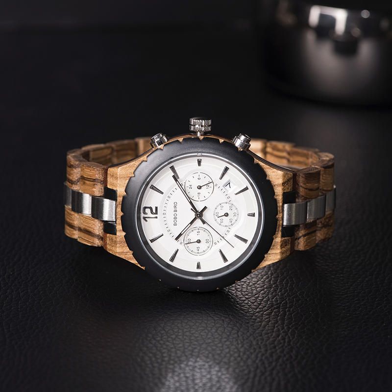 Bobo Bird R22 Reloj De Pulsera Cronógrafo Ultrafino Para Hombre Reloj De Cuarzo Creativo De Madera