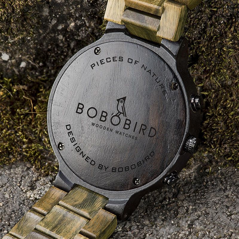 Bobo Bird S22 Pantalla De Fecha Reloj De Pulsera Creativo Para Hombre Reloj De Cuarzo Con Banda De Madera