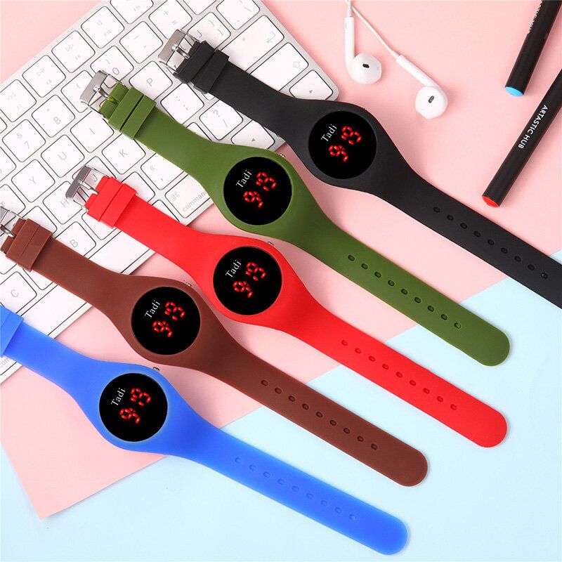 Casual Sport Hombres Mujer Led Reloj Electrónico Banda De Silicona Sensor Luminoso Reloj Digital Impermeable