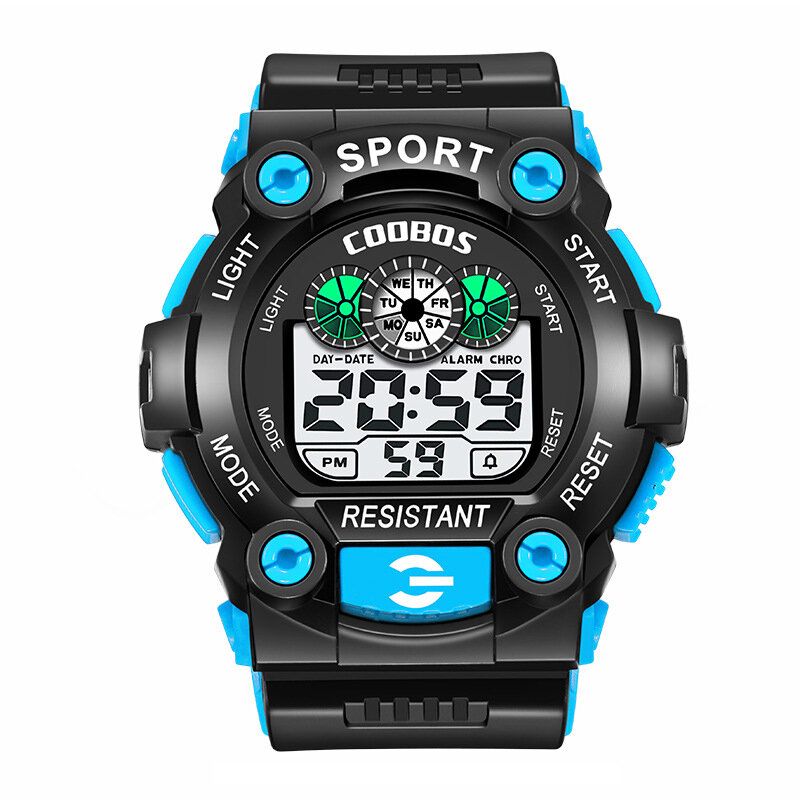 Coobos 1008 Moda Hombre Led Reloj Digital Electrónico Calendario Luminoso Reloj Despertador Reloj Deportivo Impermeable