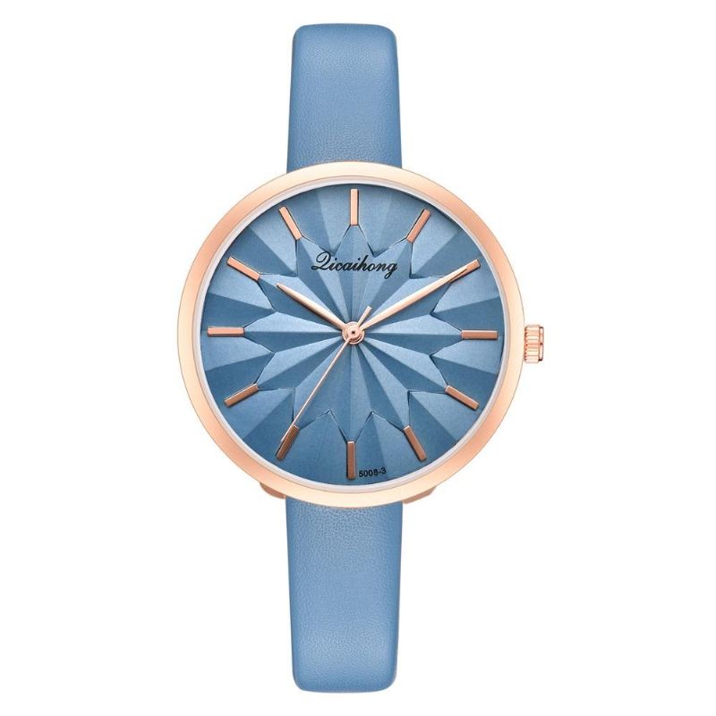 Correa De Cuero Colorida Dial Simple Moda Aguja Dorada Vestido De Mujer Reloj De Cuarzo Para Mujer