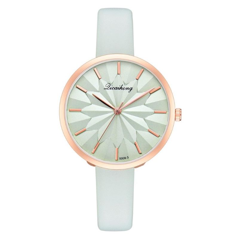 Correa De Cuero Colorida Dial Simple Moda Aguja Dorada Vestido De Mujer Reloj De Cuarzo Para Mujer