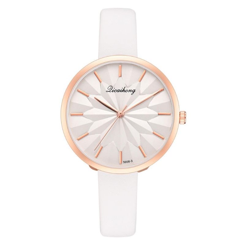 Correa De Cuero Colorida Dial Simple Moda Aguja Dorada Vestido De Mujer Reloj De Cuarzo Para Mujer