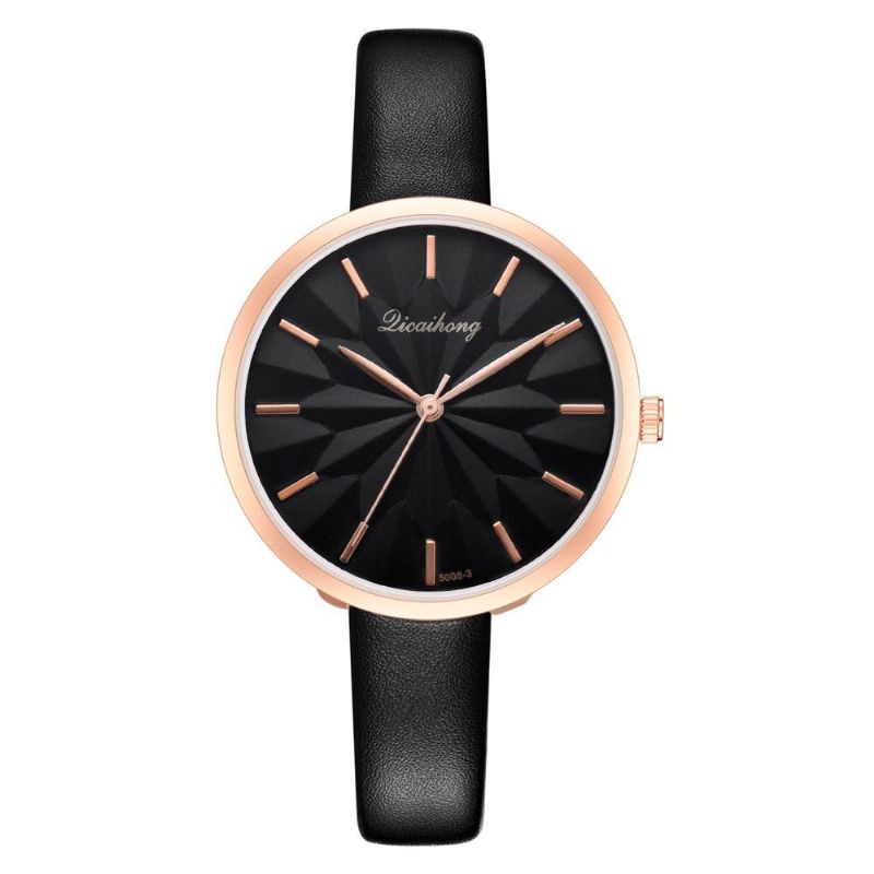 Correa De Cuero Colorida Dial Simple Moda Aguja Dorada Vestido De Mujer Reloj De Cuarzo Para Mujer