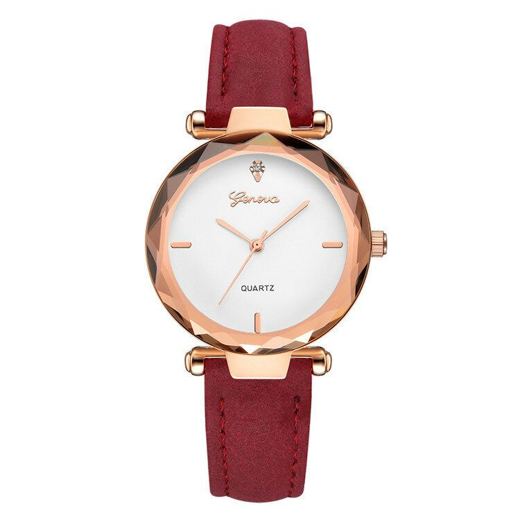 Correa De Cuero De Moda Diseño De Esfera Simple Caja De Metal Reloj De Mujer Vestido De Mujer Reloj De Quarta