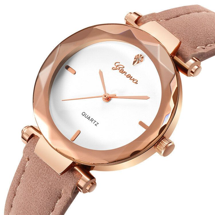 Correa De Cuero De Moda Diseño De Esfera Simple Caja De Metal Reloj De Mujer Vestido De Mujer Reloj De Quarta