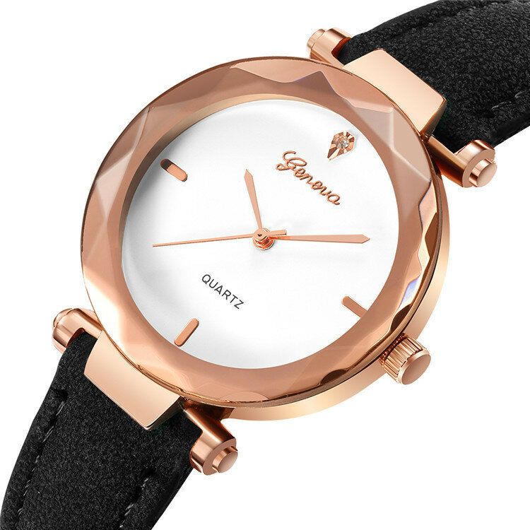 Correa De Cuero De Moda Diseño De Esfera Simple Caja De Metal Reloj De Mujer Vestido De Mujer Reloj De Quarta