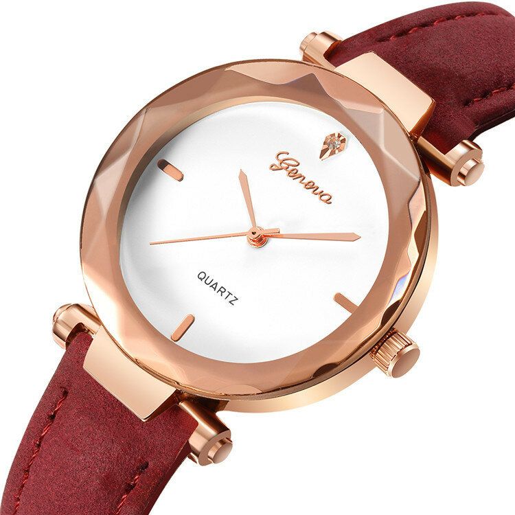 Correa De Cuero De Moda Diseño De Esfera Simple Caja De Metal Reloj De Mujer Vestido De Mujer Reloj De Quarta