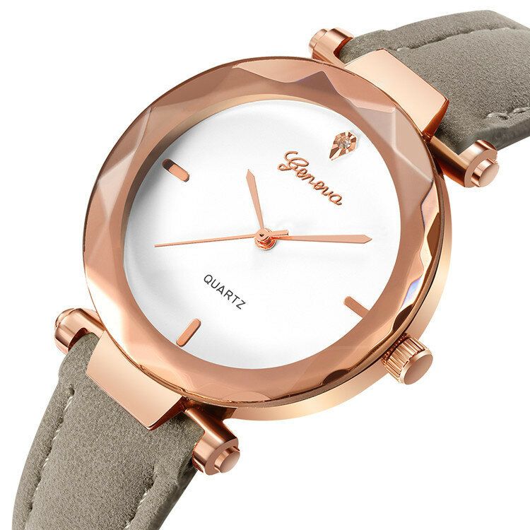 Correa De Cuero De Moda Diseño De Esfera Simple Caja De Metal Reloj De Mujer Vestido De Mujer Reloj De Quarta