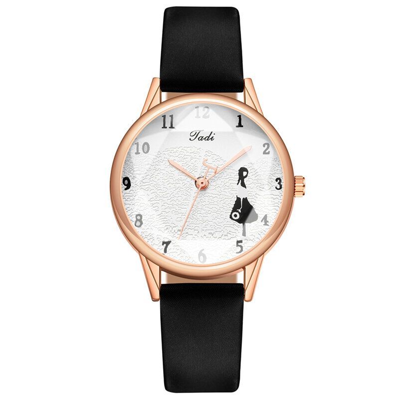 Correa De Cuero De Moda Patrón De Niña Pequeña Reloj De Mujer De Estilo Casual Reloj De Cuarzo