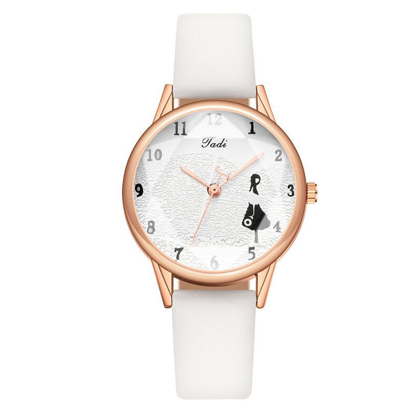 Correa De Cuero De Moda Patrón De Niña Pequeña Reloj De Mujer De Estilo Casual Reloj De Cuarzo