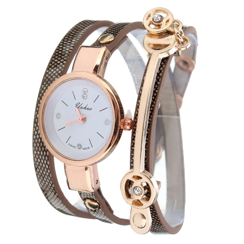 Correa De Cuero Pu De Moda Reloj De Mujer Con Esfera De Cristal Simple Reloj De Cuarzo Para Mujer