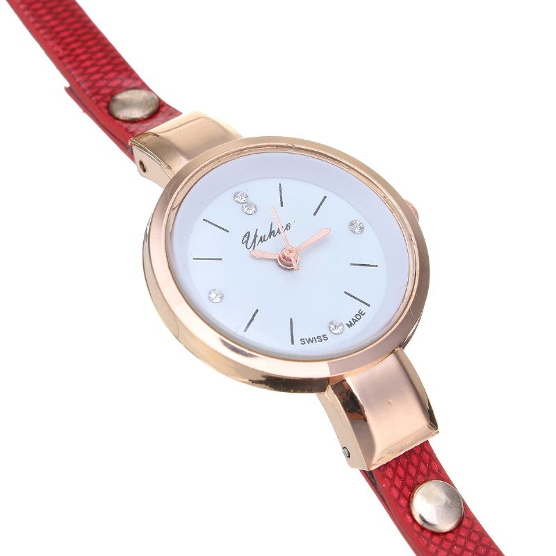 Correa De Cuero Pu De Moda Reloj De Mujer Con Esfera De Cristal Simple Reloj De Cuarzo Para Mujer