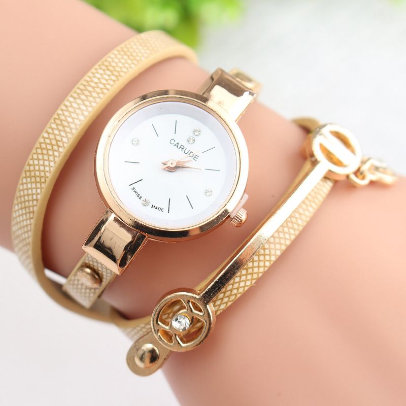 Correa De Cuero Pu De Moda Reloj De Mujer Con Esfera De Cristal Simple Reloj De Cuarzo Para Mujer