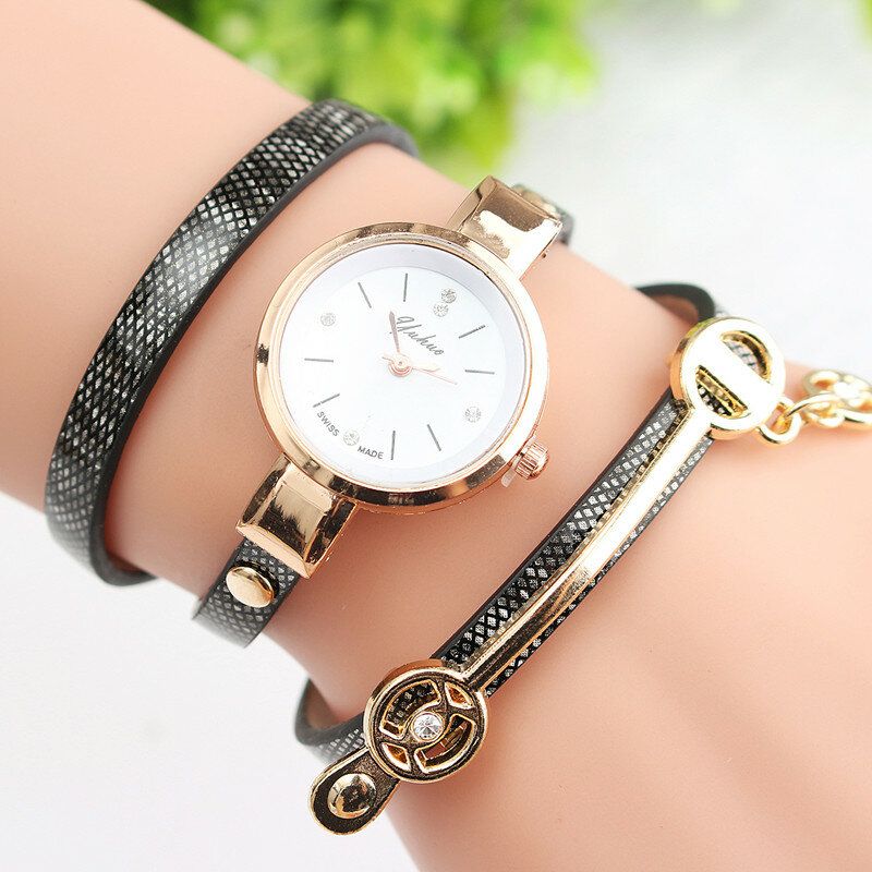 Correa De Cuero Pu De Moda Reloj De Mujer Con Esfera De Cristal Simple Reloj De Cuarzo Para Mujer